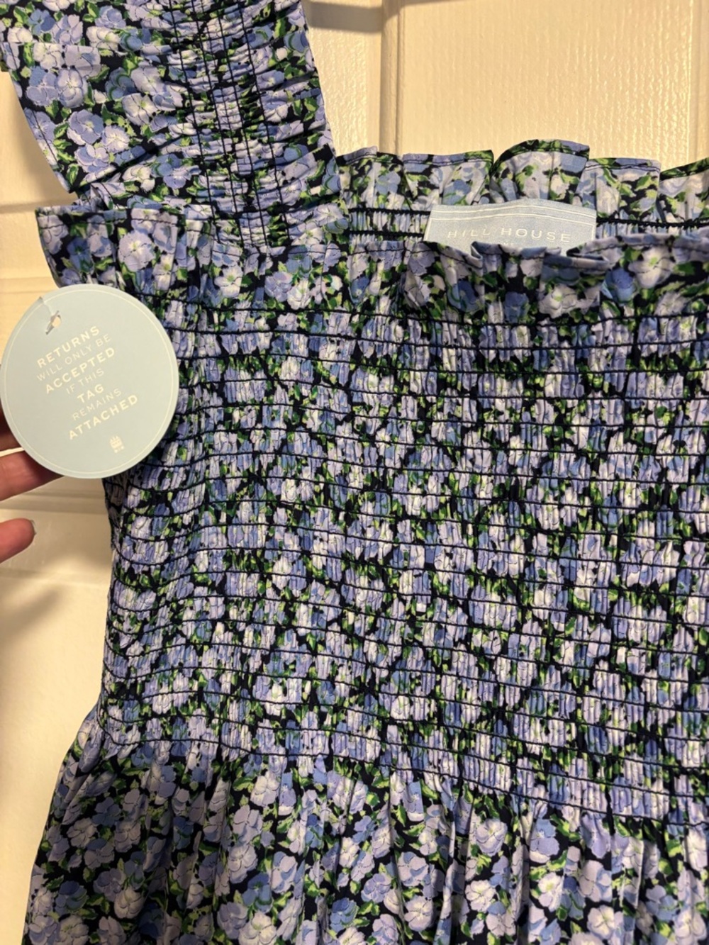 NEW Hill House Pansy Blue Smocked Midi Dress - Picture 3 of 5